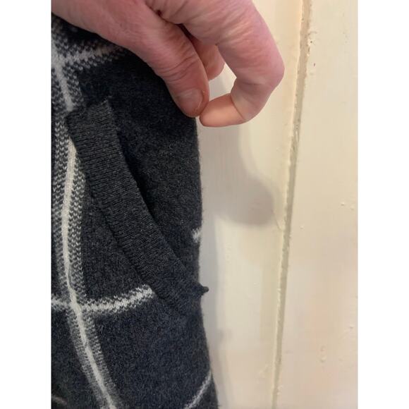 Max Studio sweater 2 ply CASHMERE black / gray checked cardigan coat duster s XS - Picture 5 of 8